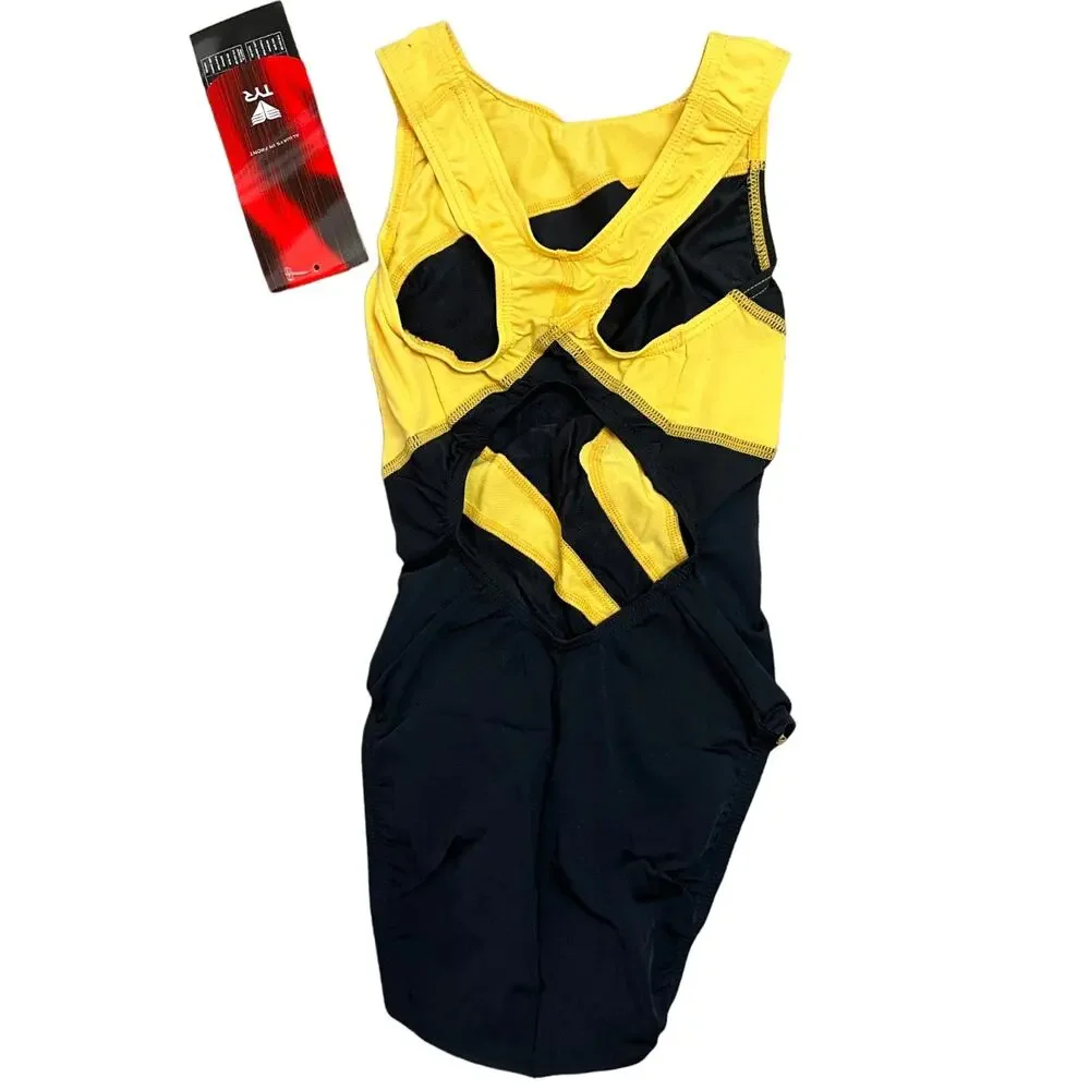 TYR Durafast YOUTH Alliance T-Splice MaxBack 1pc Swimsuit Yellow Size 24 $70